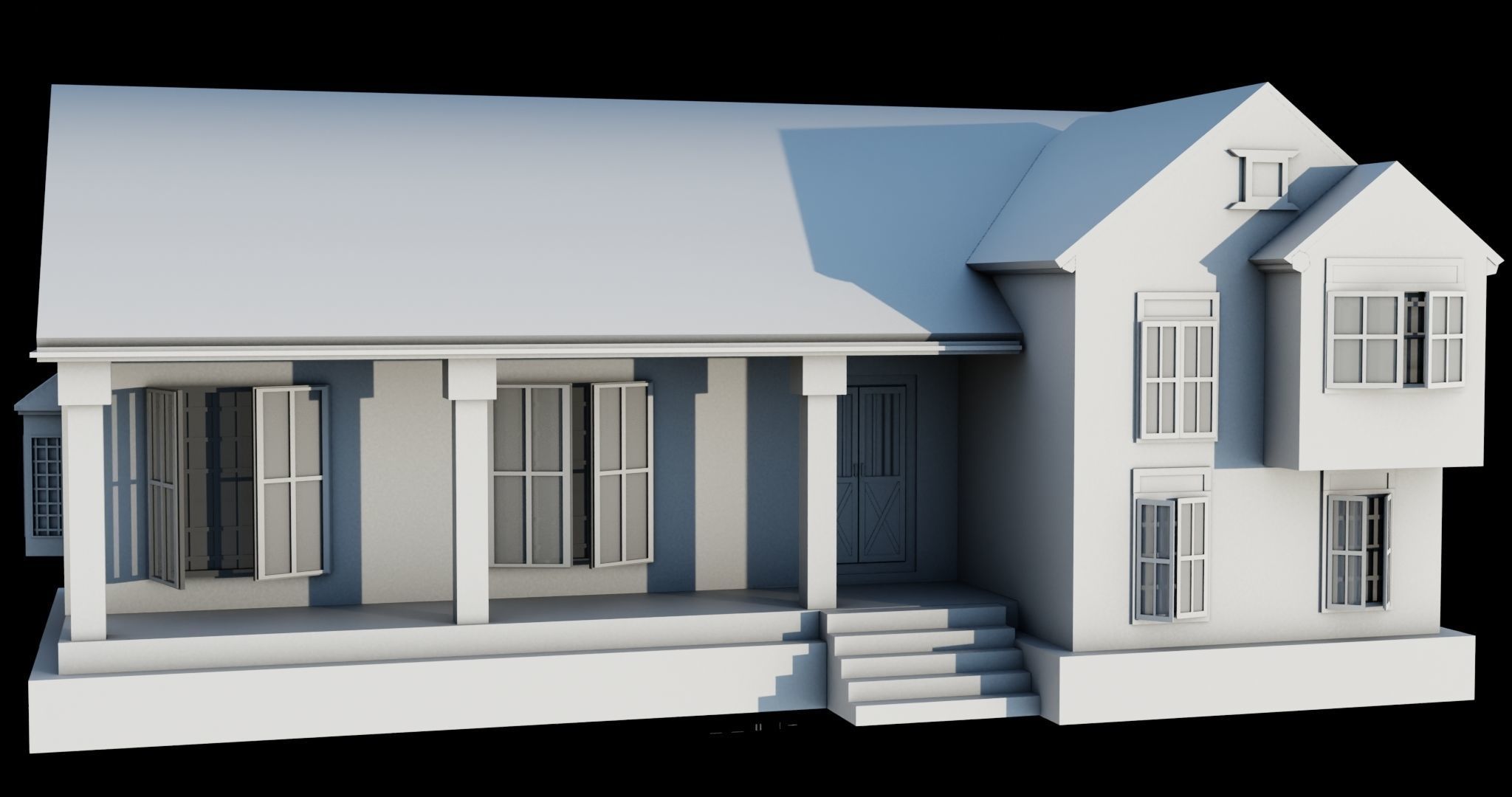 Family House PBR Unity UE Arnold V-Ray Textures Included Low-poly 3D model_22