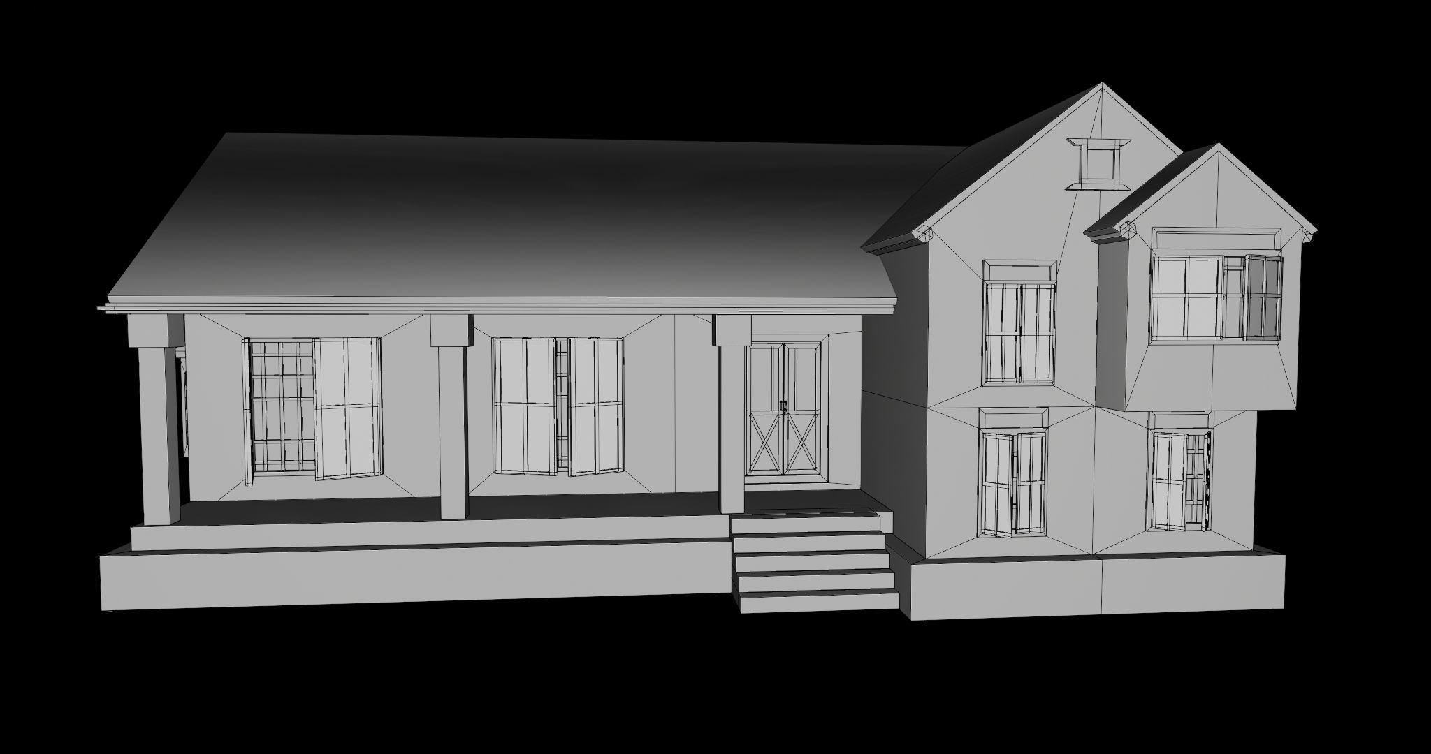 Family House PBR Unity UE Arnold V-Ray Textures Included Low-poly 3D model_14