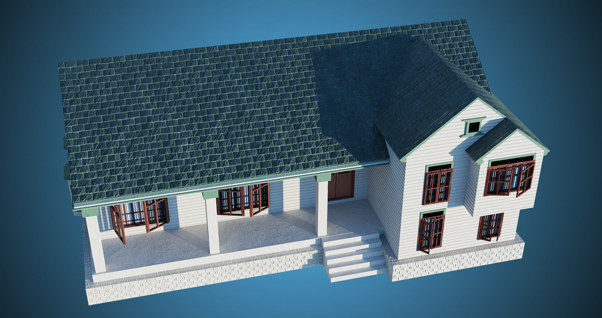 Family House PBR Unity UE Arnold V-Ray Textures Included Low-poly 3D model_11