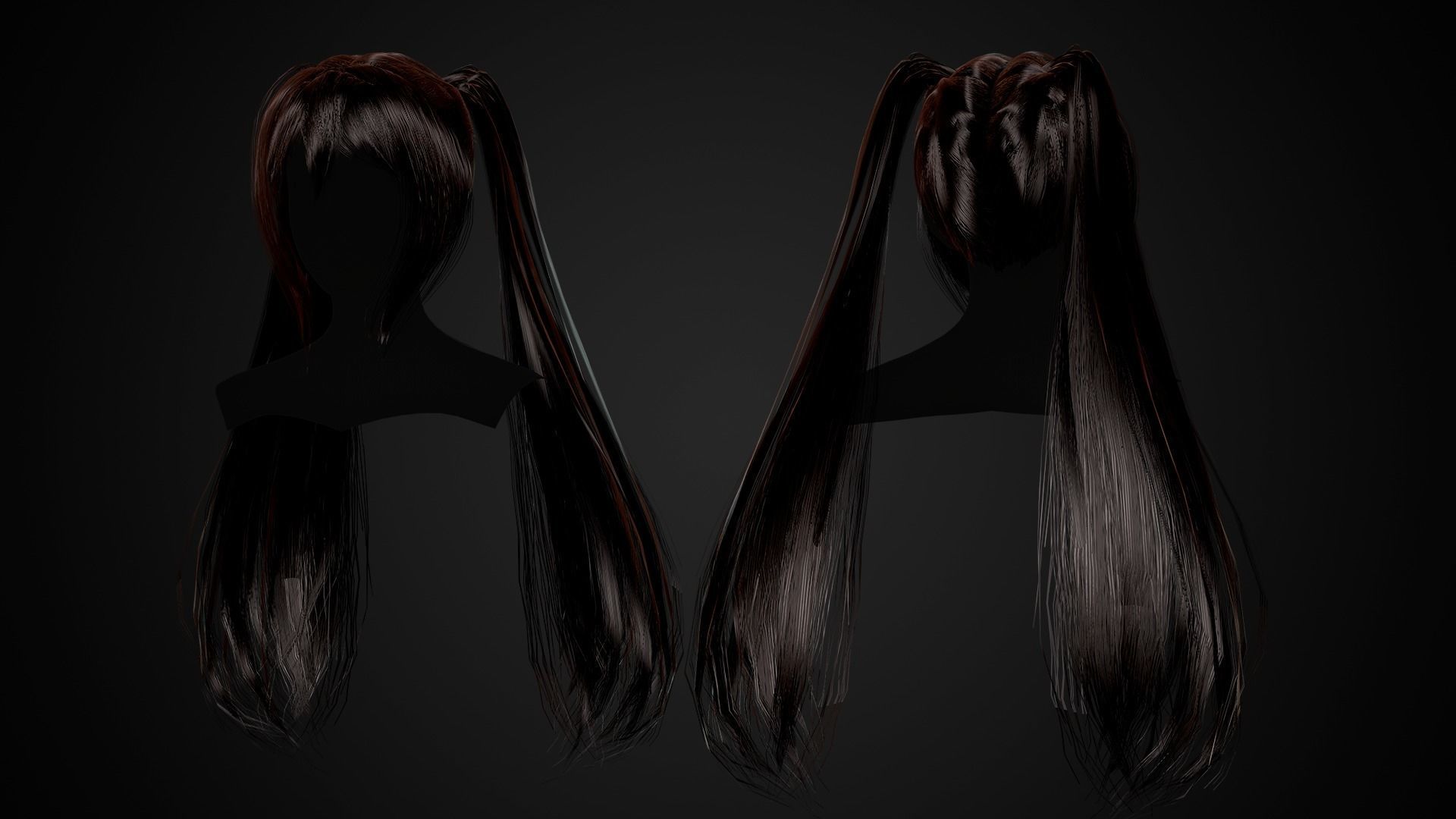 Female Hair Collection 02 - Game Ready  Low-poly 3D model_5