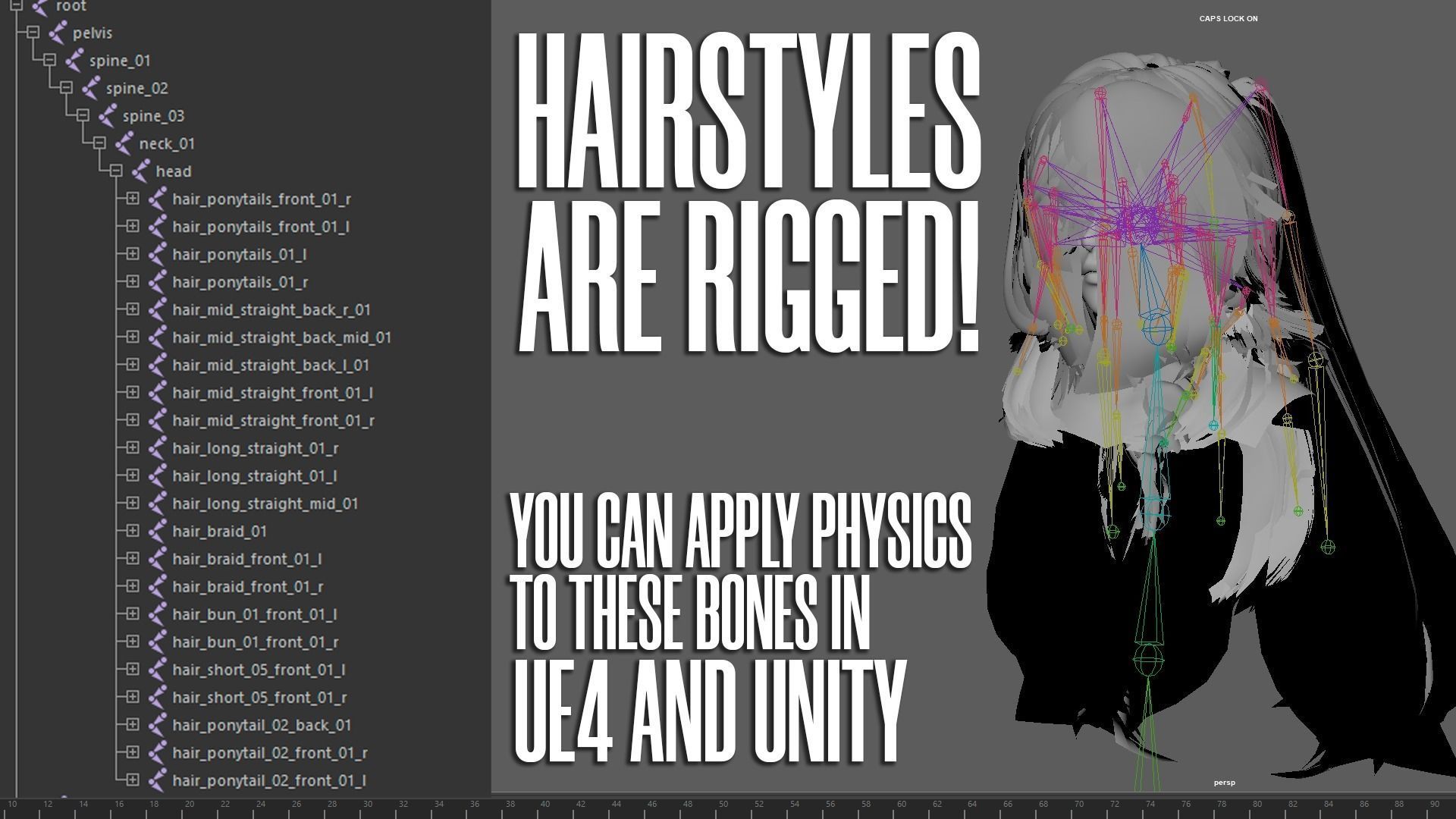 Female Hair Collection 02 - Game Ready  Low-poly 3D model_4