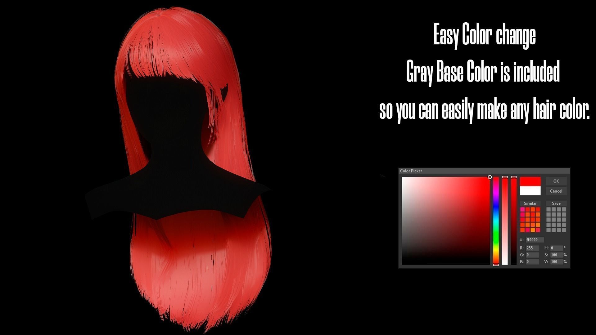 Female Hair Collection 02 - Game Ready  Low-poly 3D model_3