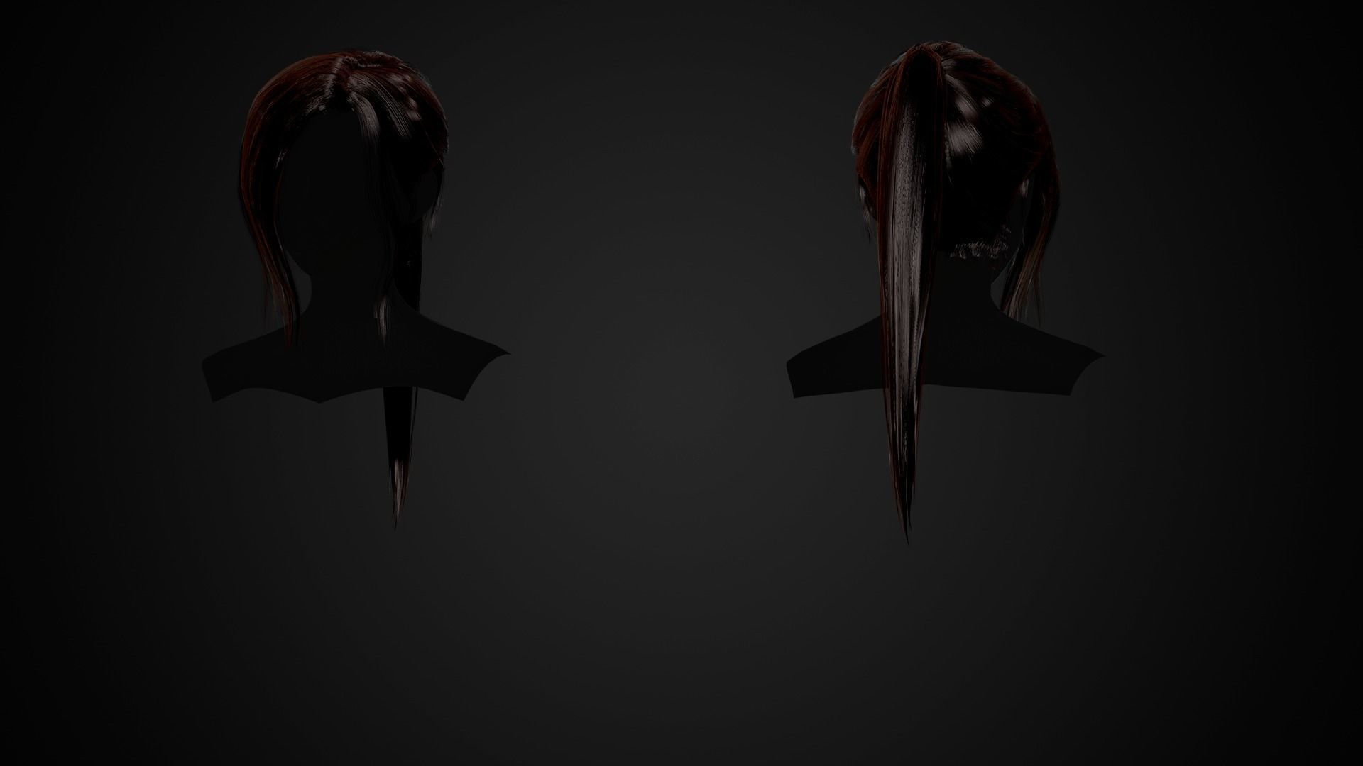 Female Hair Collection 02 - Game Ready  Low-poly 3D model_6