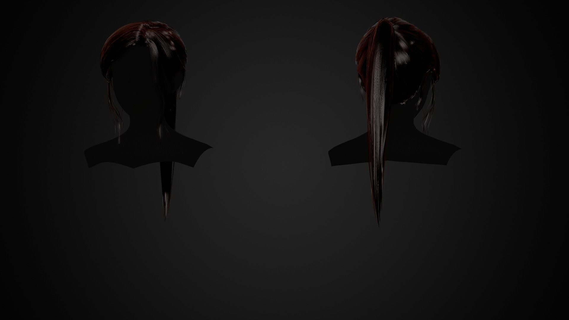 Female Hair Collection 02 - Game Ready  Low-poly 3D model_7