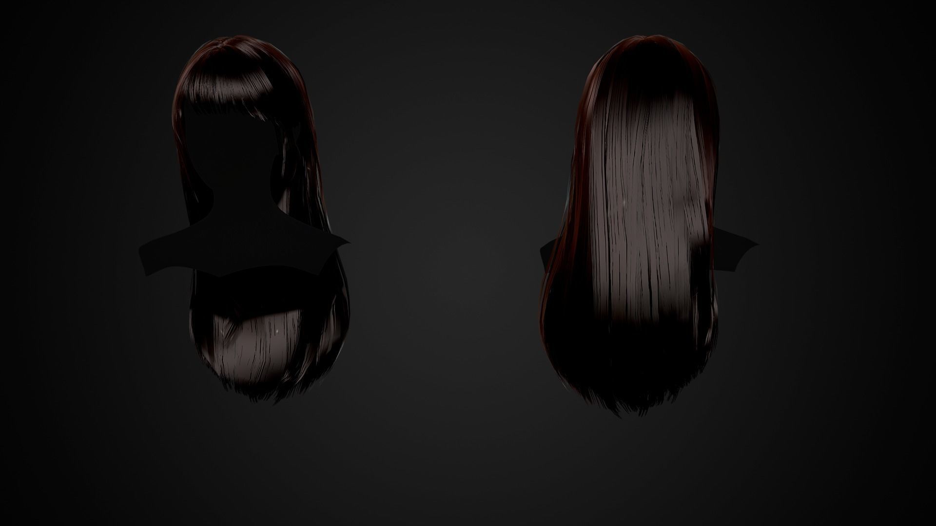 Female Hair Collection 02 - Game Ready  Low-poly 3D model_16