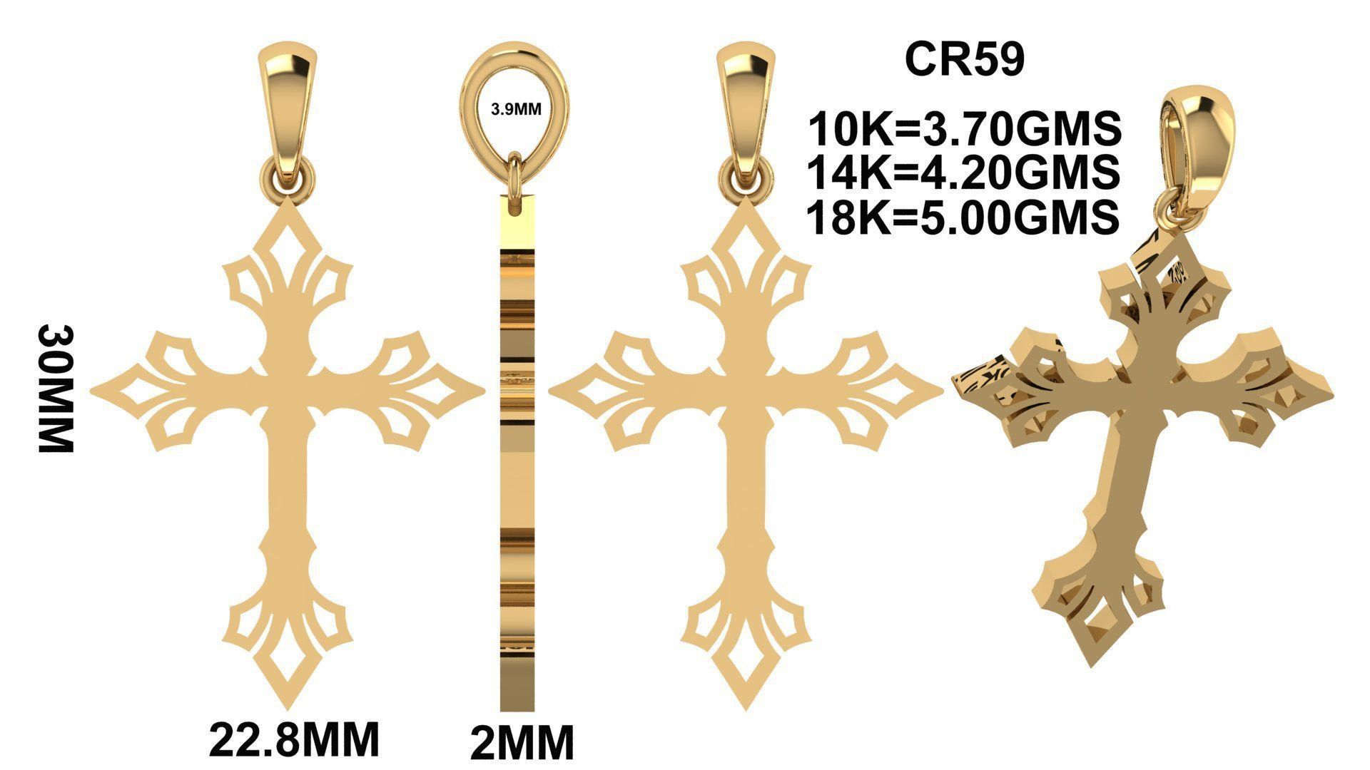 CROSS PENDANT CR59 3D print model_3