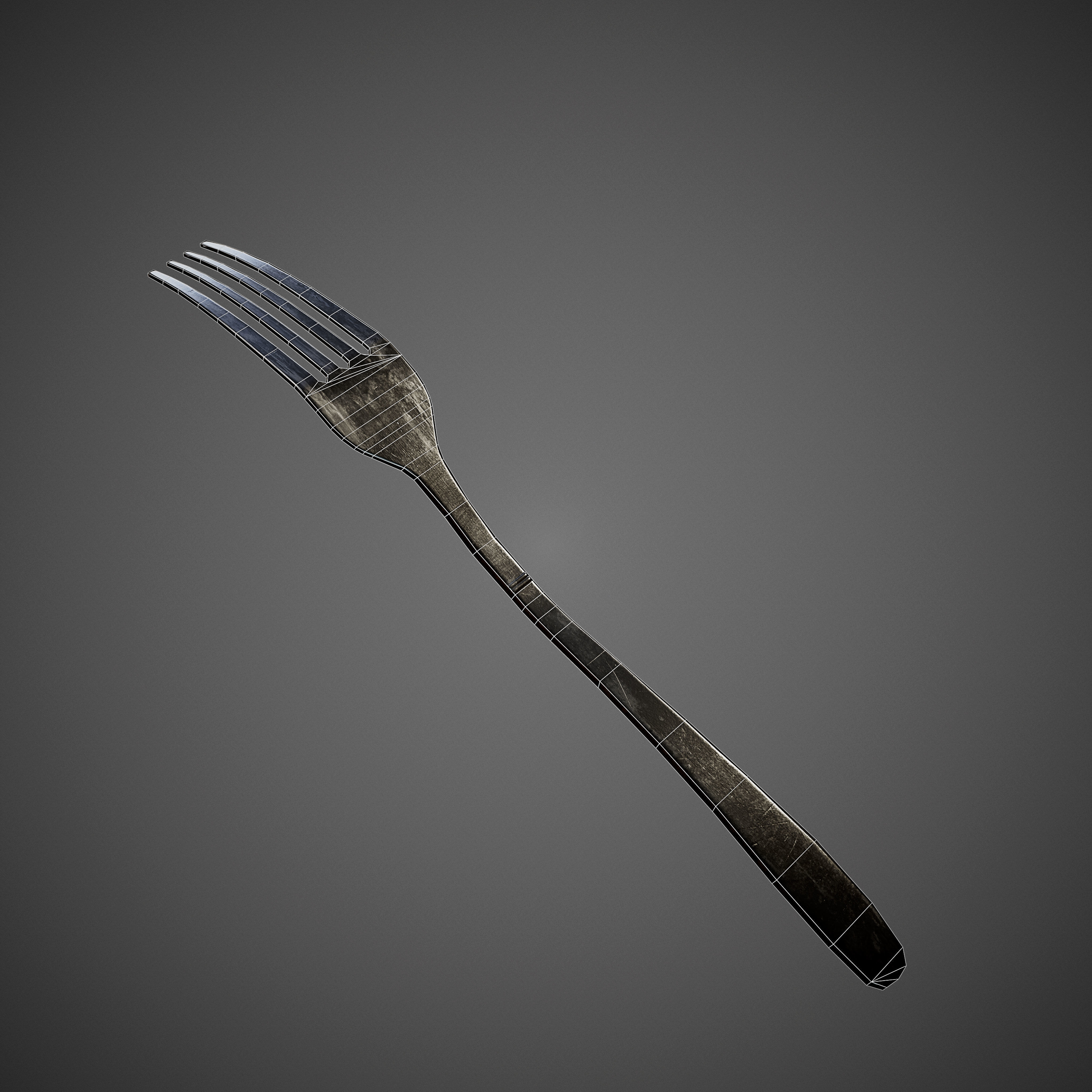 Spoon and Fork Low-poly 3D model_3