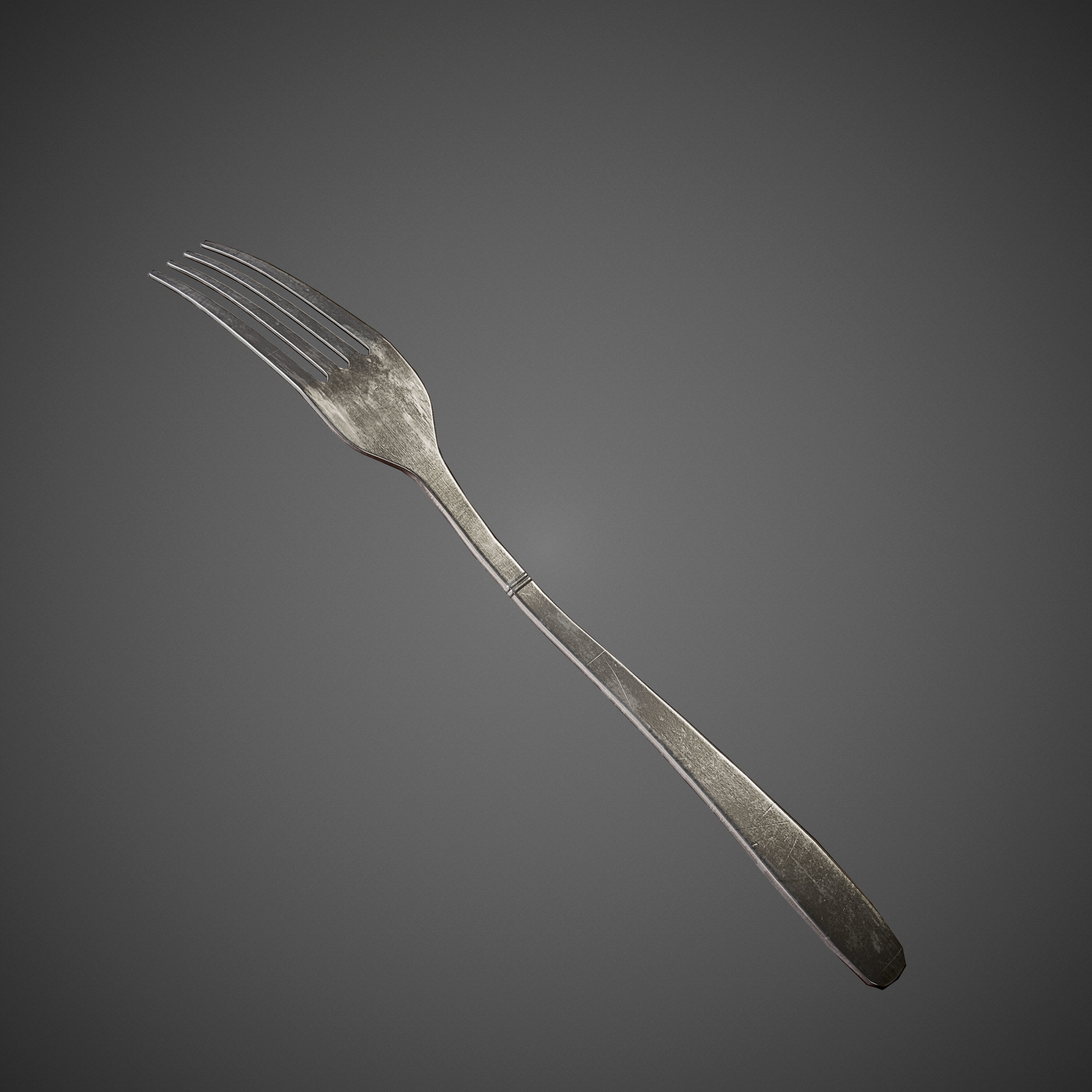 Spoon and Fork Low-poly 3D model_2