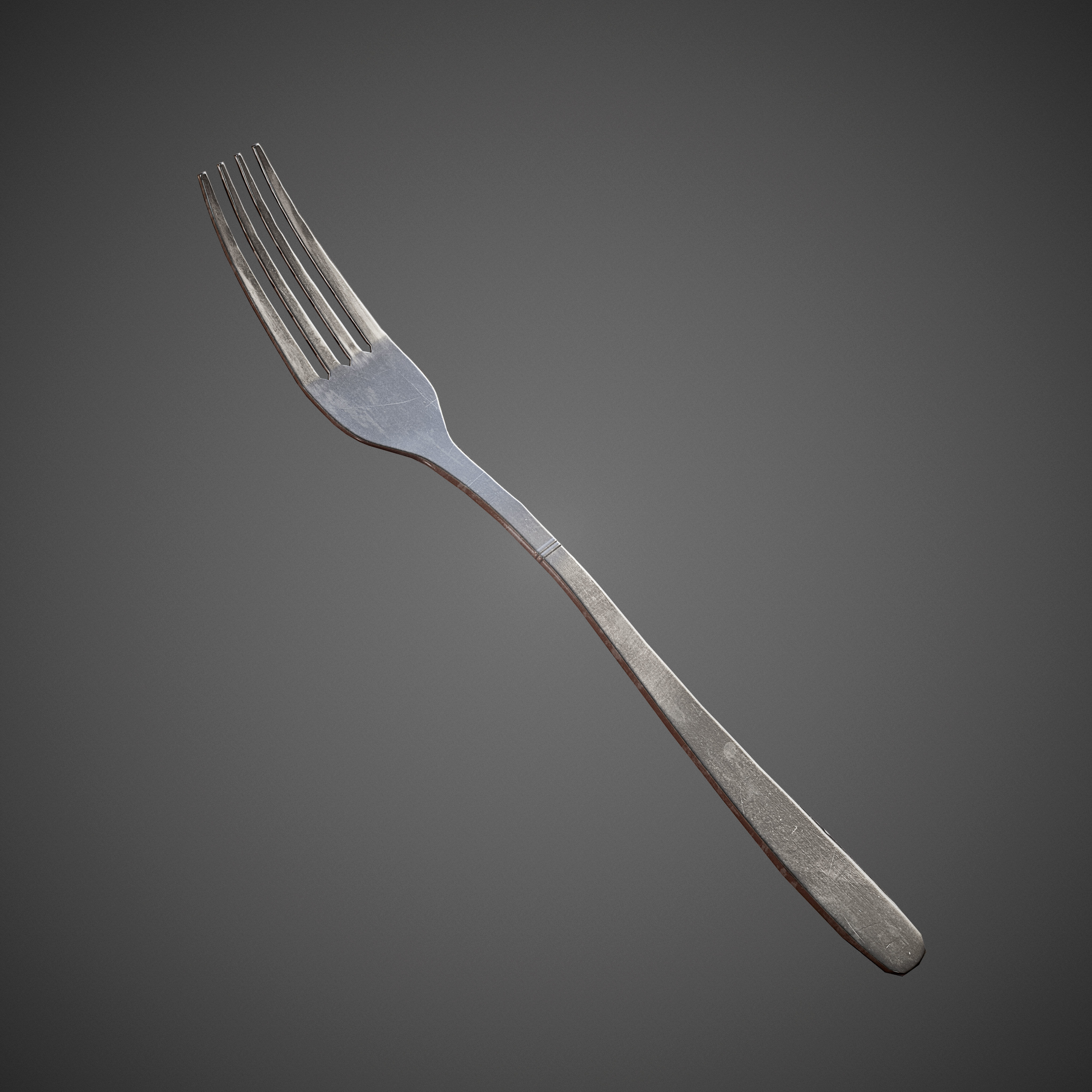 Spoon and Fork Low-poly 3D model_4
