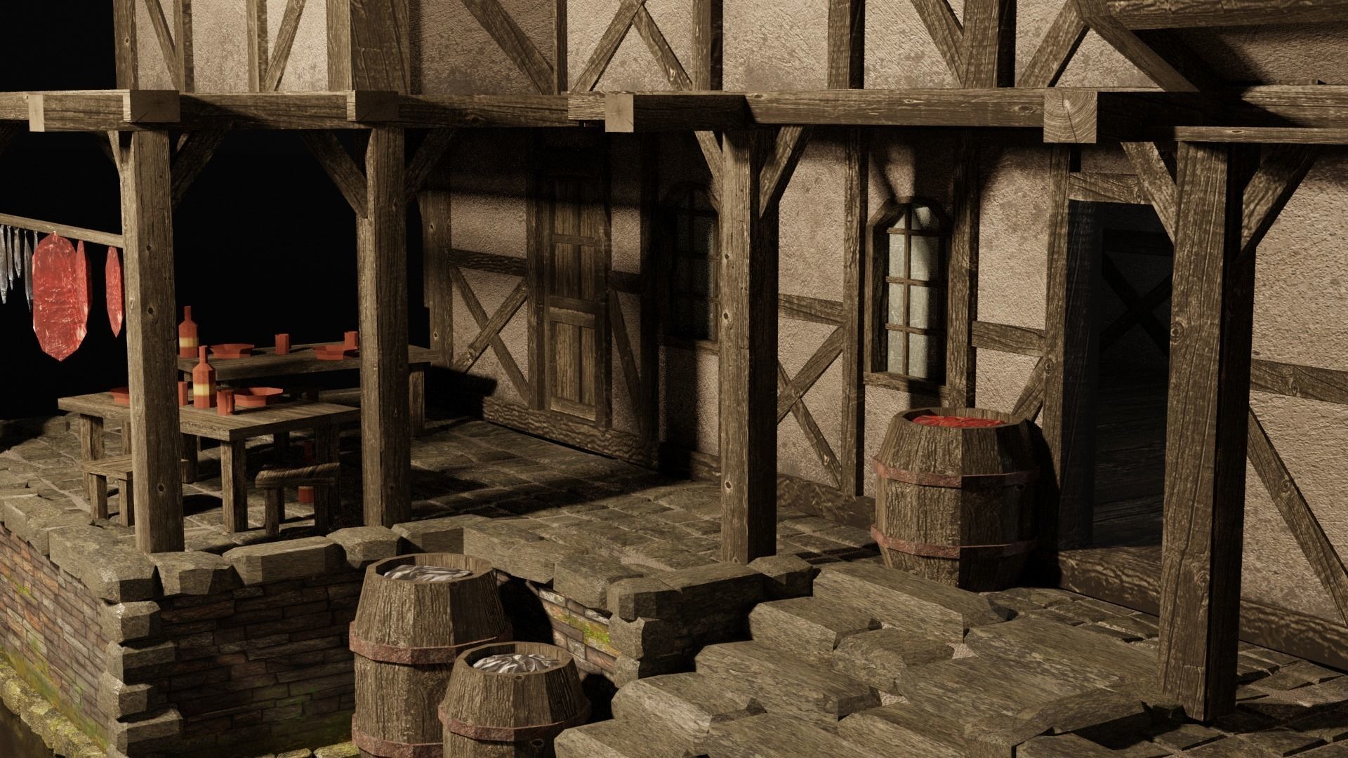 medieval tavern Low-poly 3D model_6