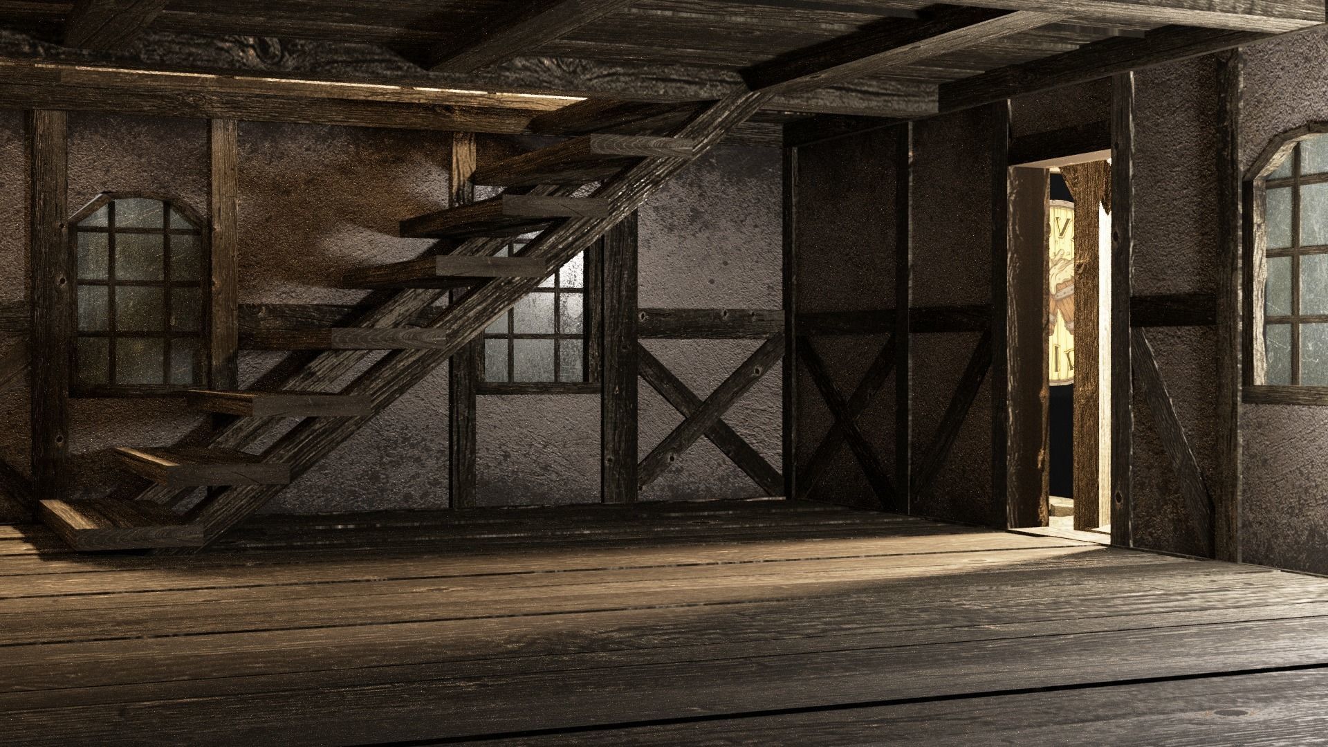 medieval tavern Low-poly 3D model_4