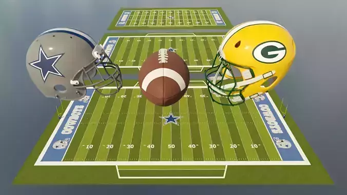 American Football Field Low-poly 3D model