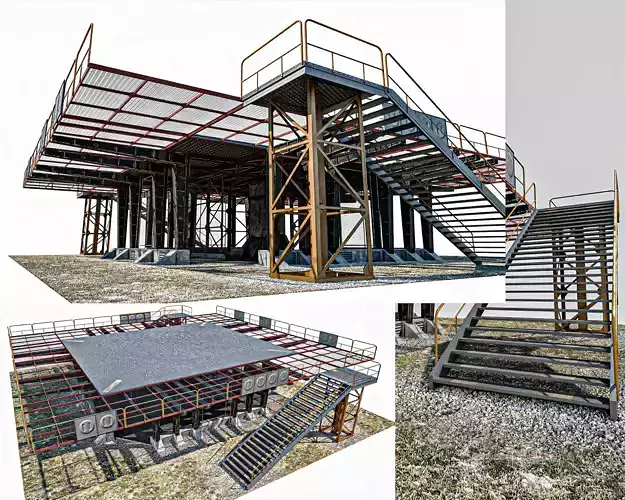 Warehouse And  Helipad Low-poly 3D model