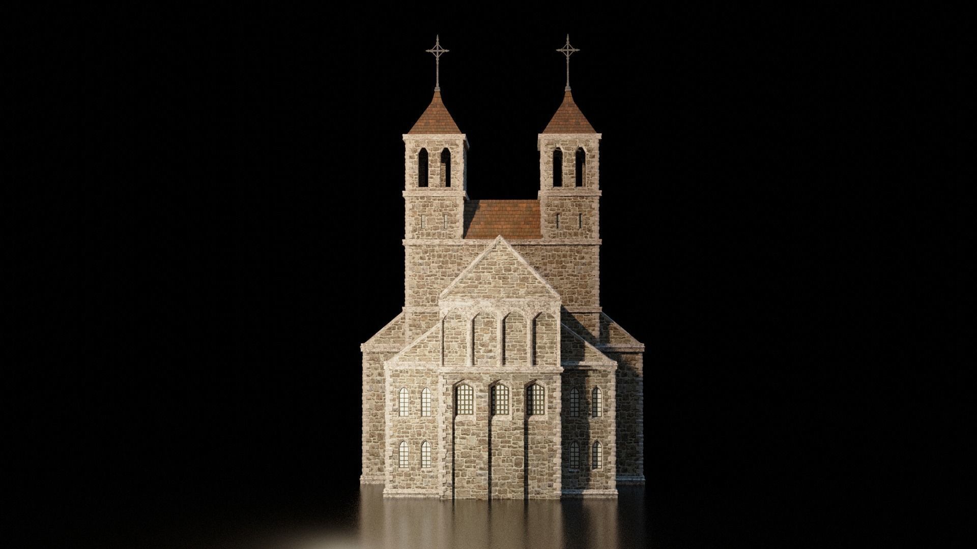 church medieval Low-poly 3D model_1