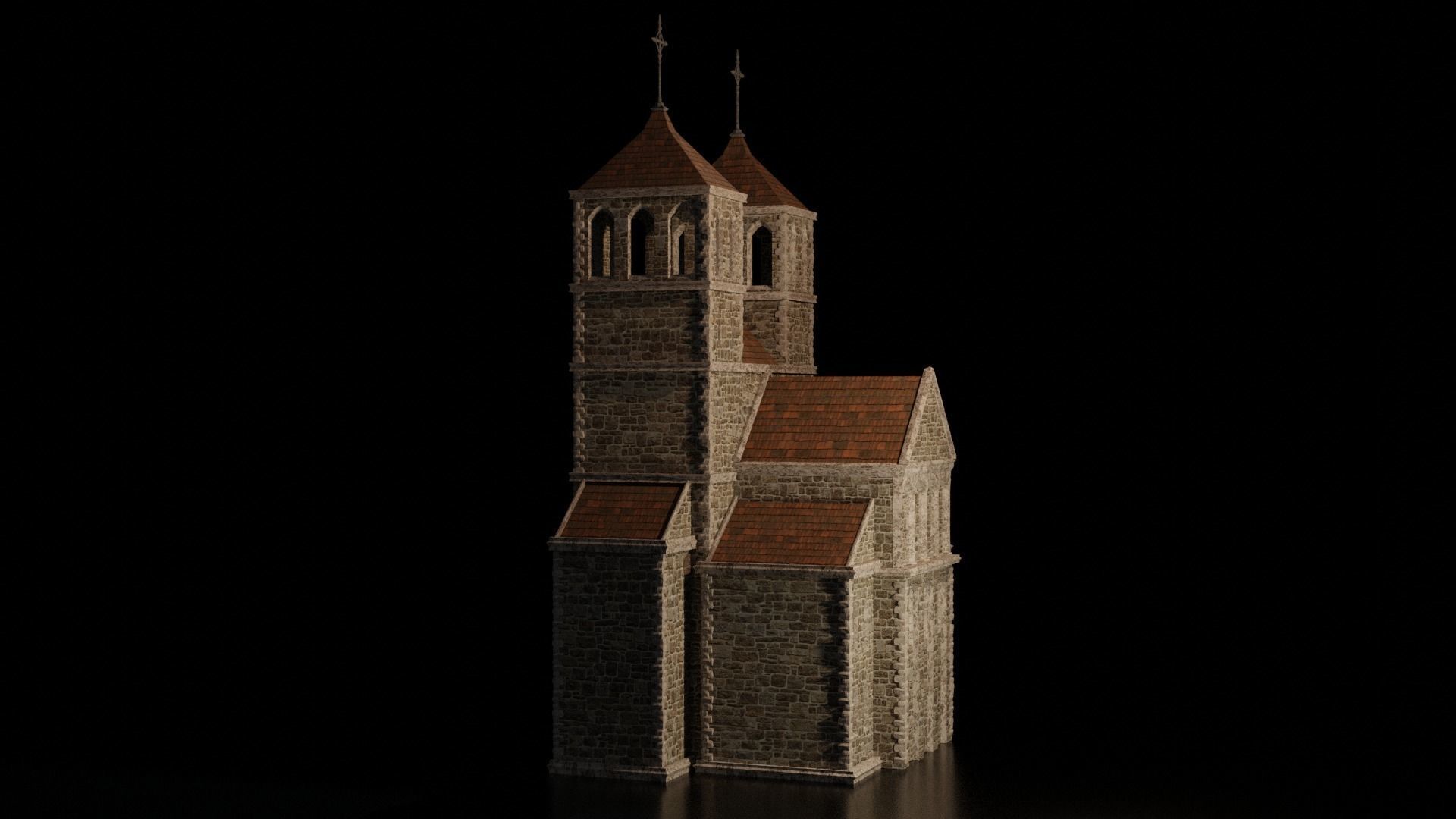 church medieval Low-poly 3D model_3