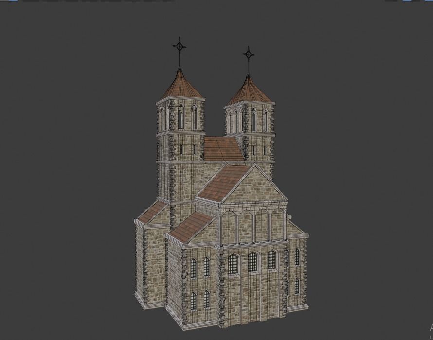 church medieval Low-poly 3D model_7