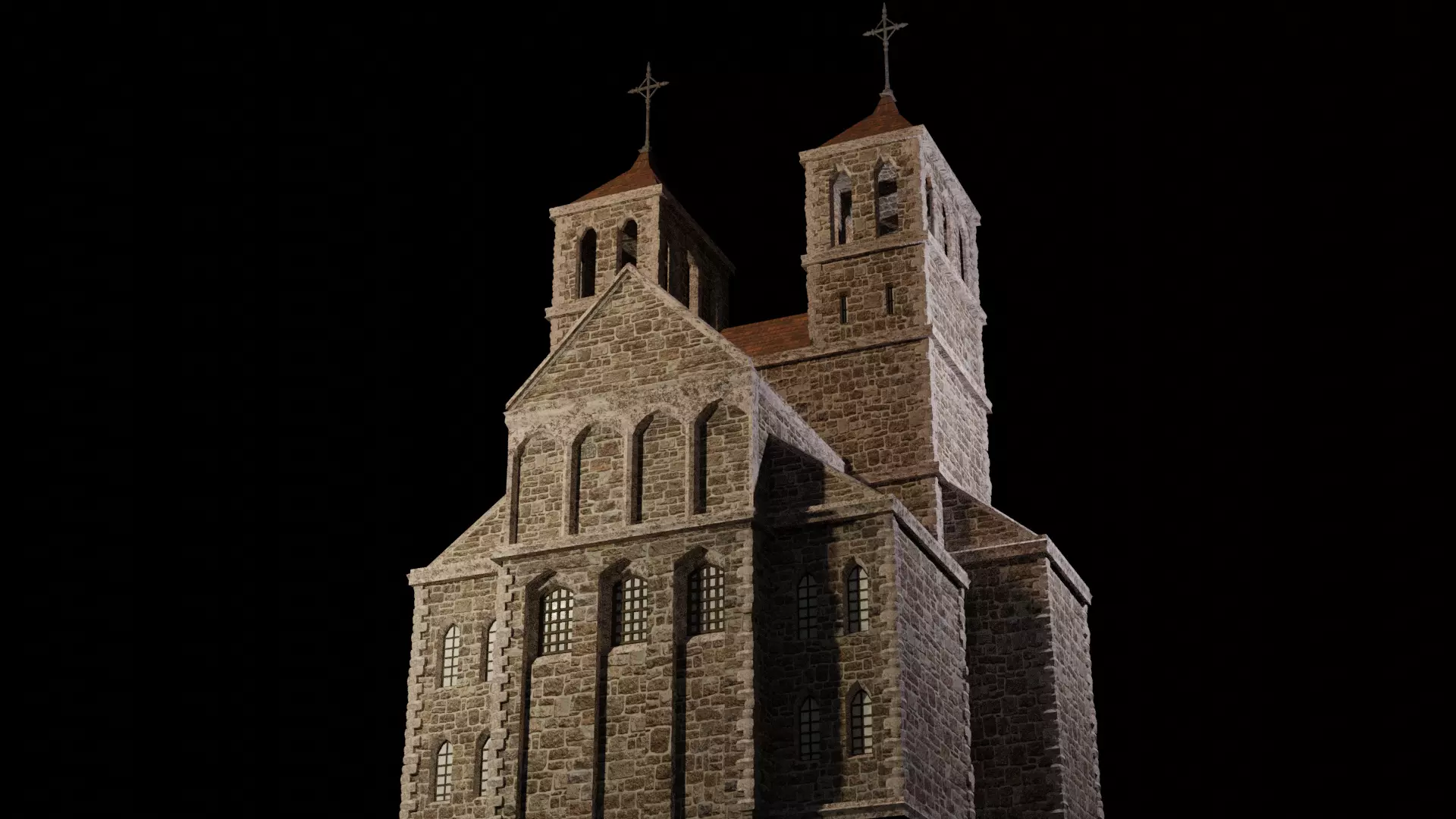 church medieval Low-poly 3D model_0