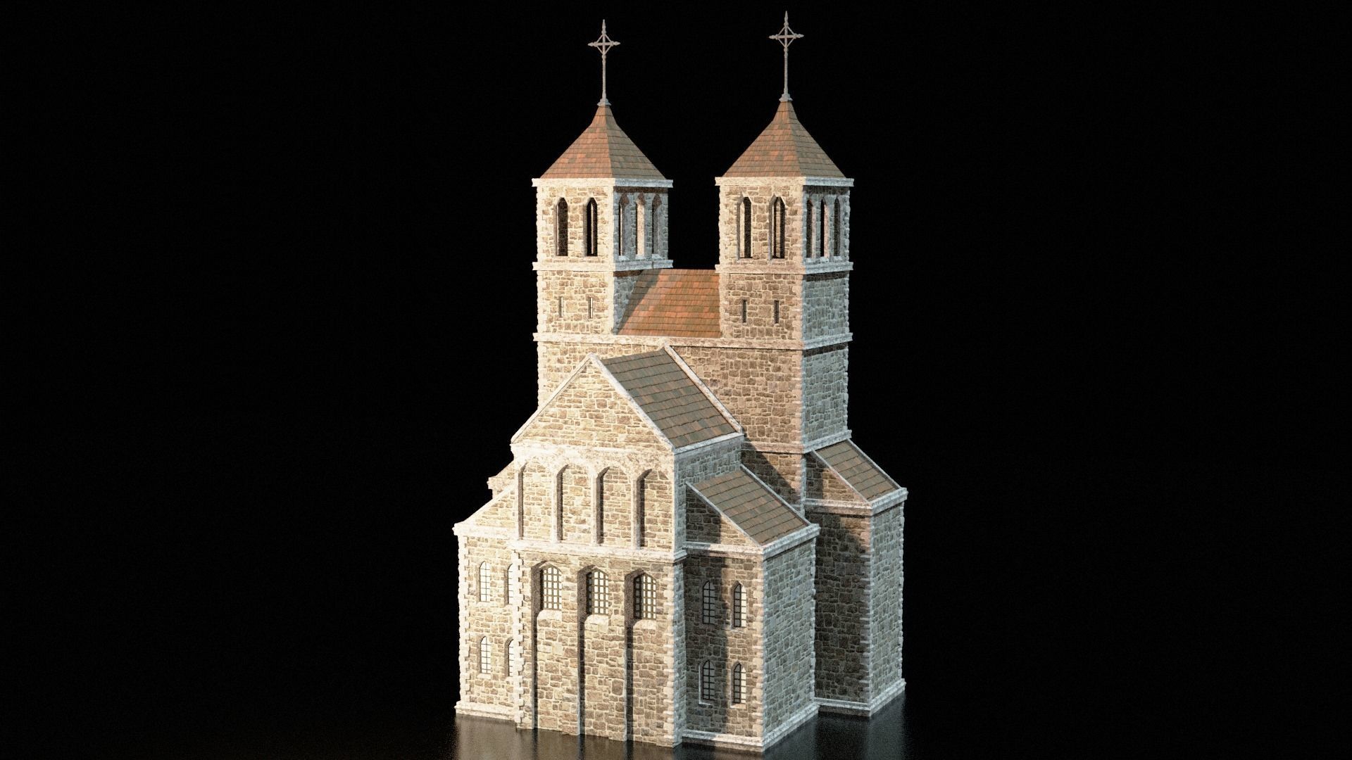 church medieval Low-poly 3D model_2