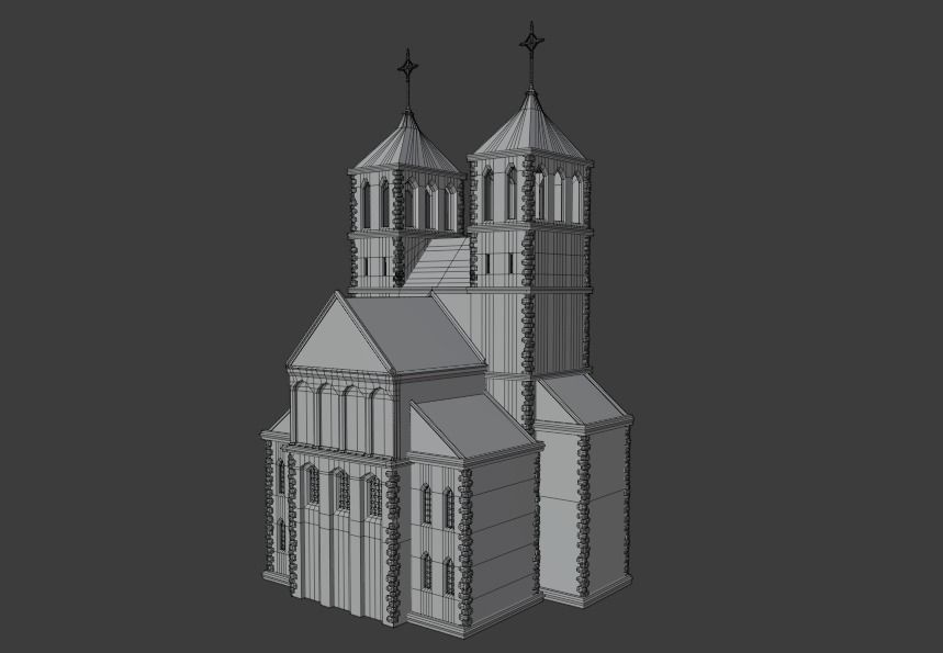 church medieval Low-poly 3D model_5