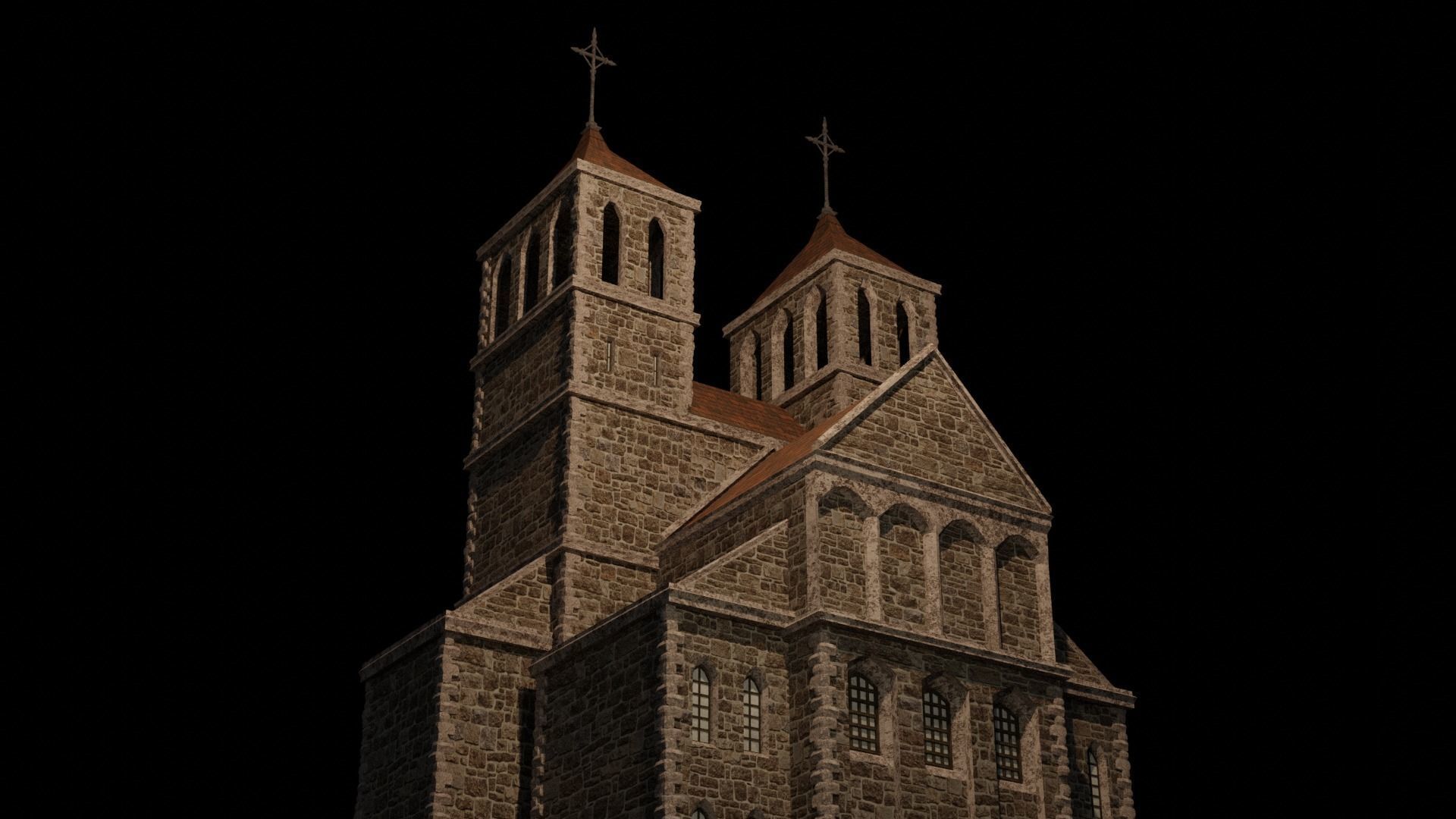 church medieval Low-poly 3D model_4