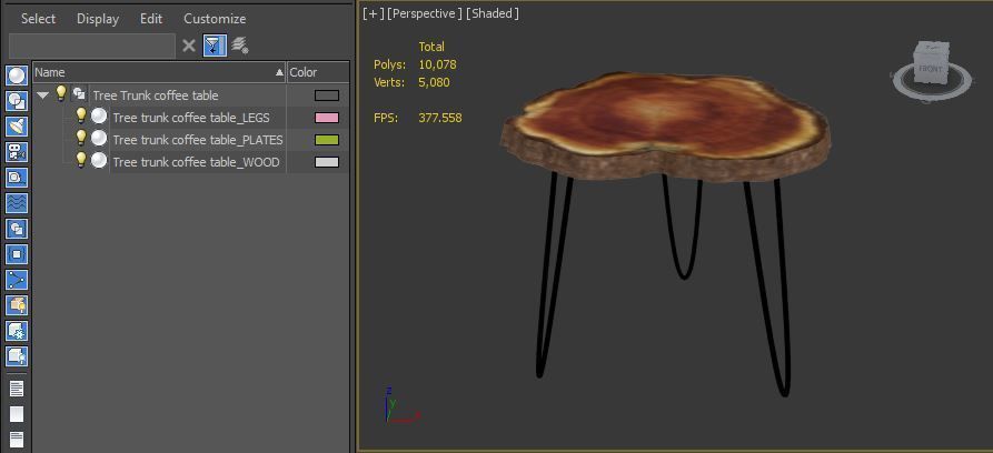 Tree Trunk Rustic Coffee Table 3D model_3