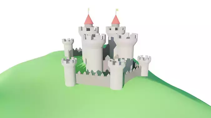 Low Poly Castle Free low-poly 3D model
