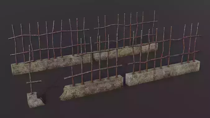 Rusty Fences Low-Poly 3d models