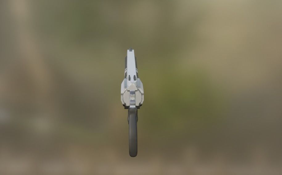 Cyber revolver  Low-poly 3D model_2