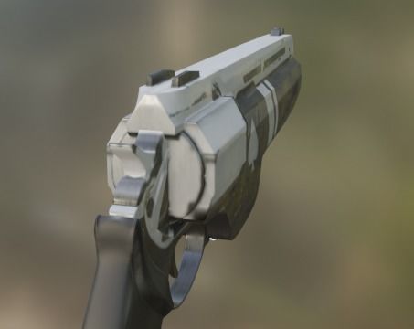 Cyber revolver  Low-poly 3D model_3