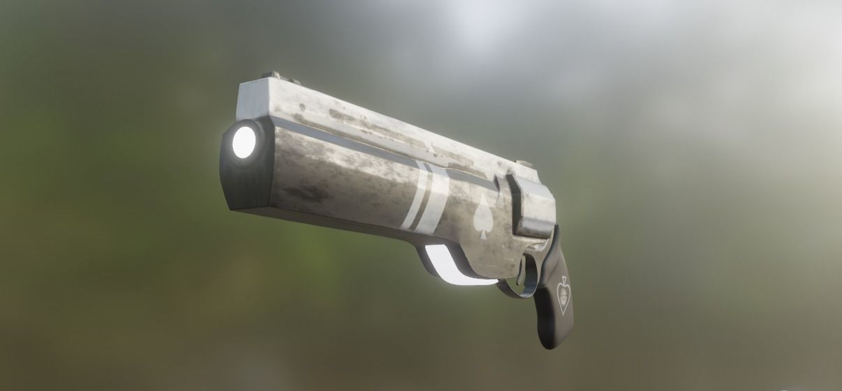 Cyber revolver  Low-poly 3D model_1