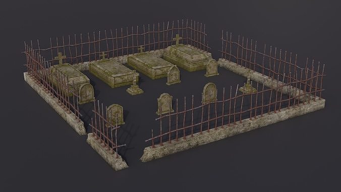 Graveyard kit Low-Poly 3d models Low-poly 3D model