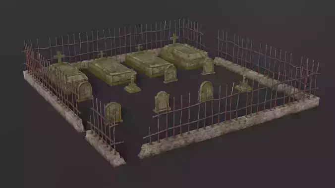 Graveyard kit Low-Poly 3d models Low-poly 3D model