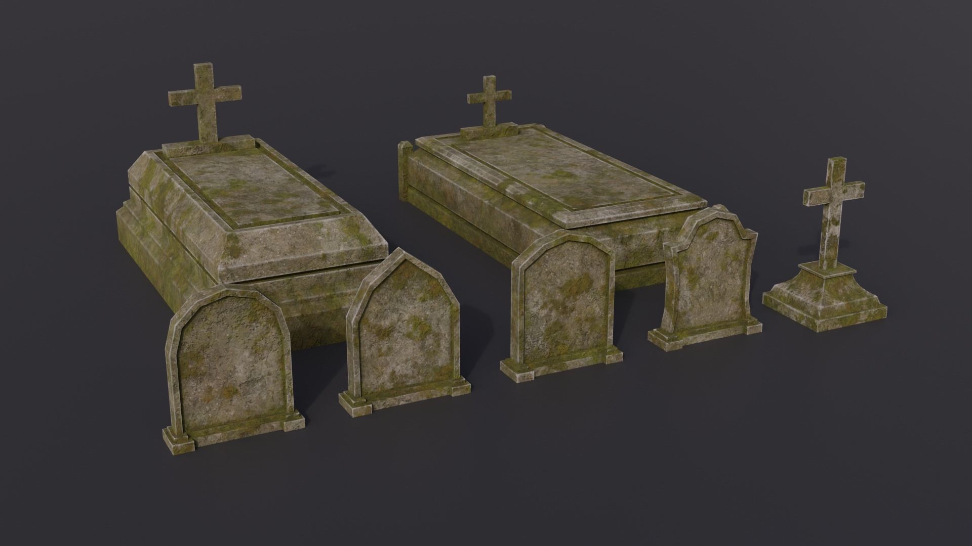 Graveyard kit Low-Poly 3d models Low-poly 3D model_3