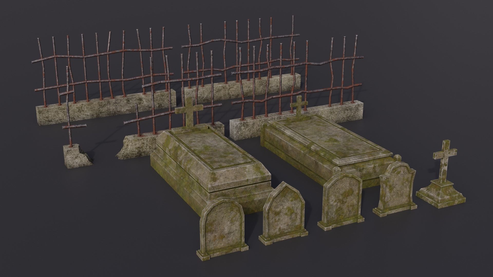 Graveyard kit Low-Poly 3d models Low-poly 3D model_2
