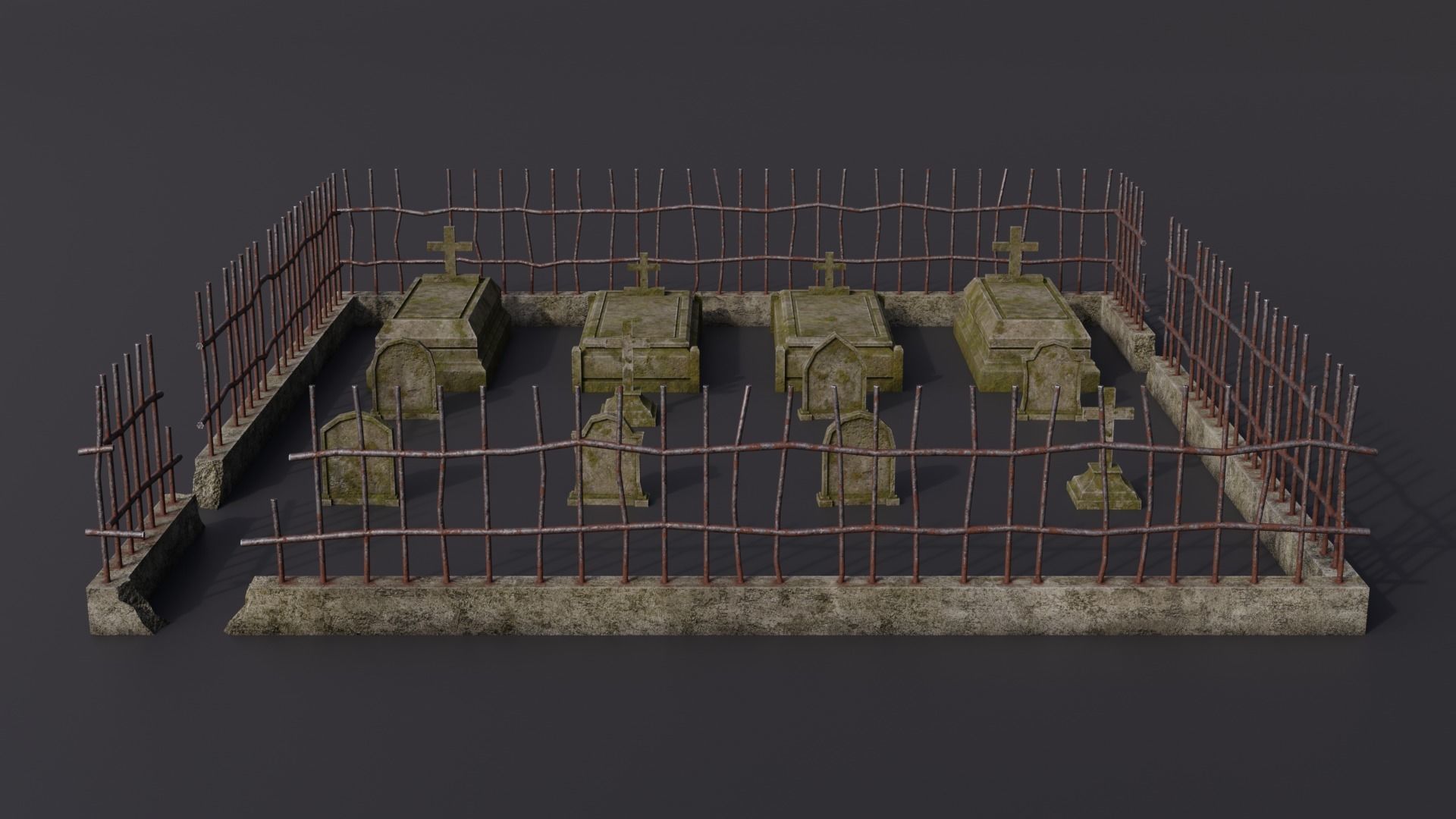 Graveyard kit Low-Poly 3d models Low-poly 3D model_1