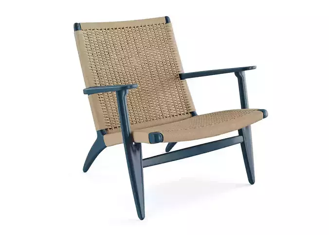 Armchair CH25 Rattan Blue Lounge Carl Hansen
