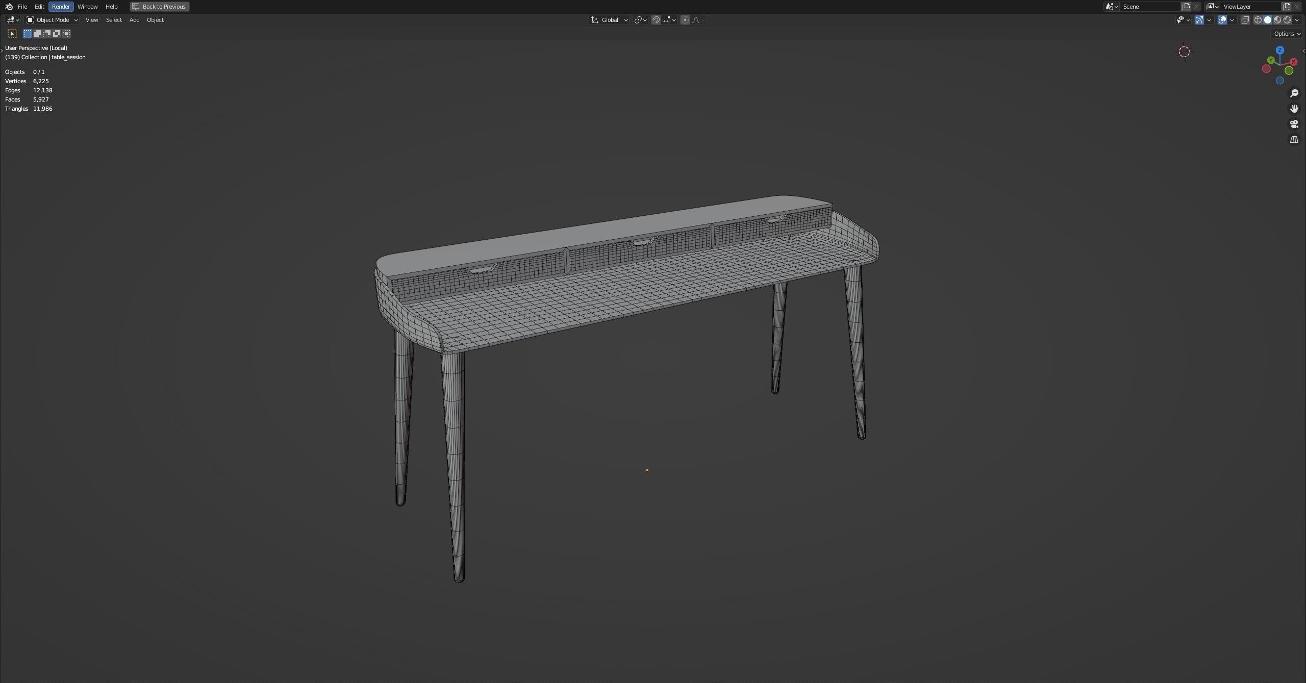 Modern Curved Designer Desk Low Poly and  Unwrapped Low-poly 3D model_17