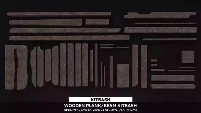 Wooden Kitbash 4 in 1 Collection 3D Model - SFDEMIR