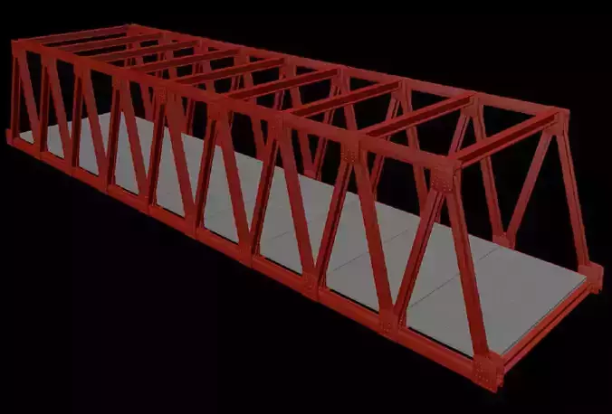 C4D steel bridge model