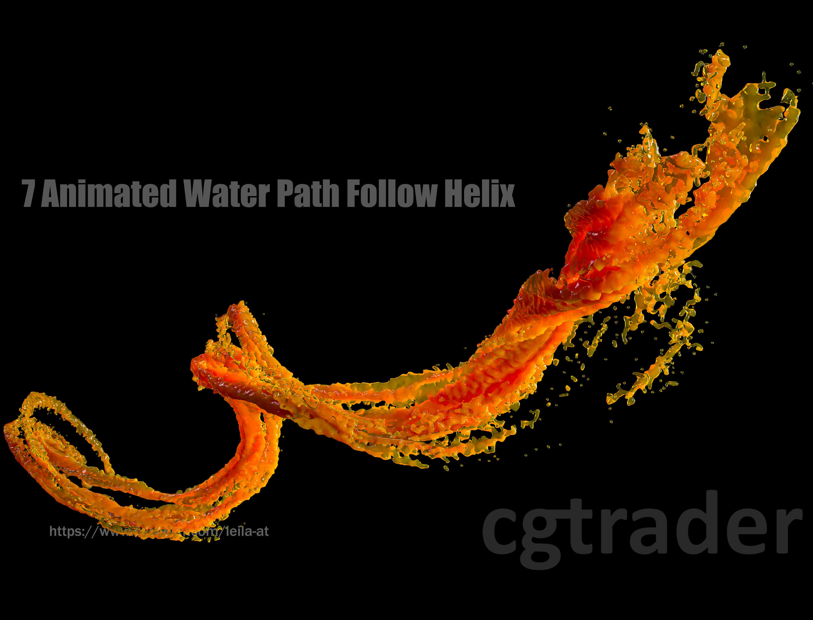 7 Animated Water Path Follow Helix - NO PLUGINs 3D model_3