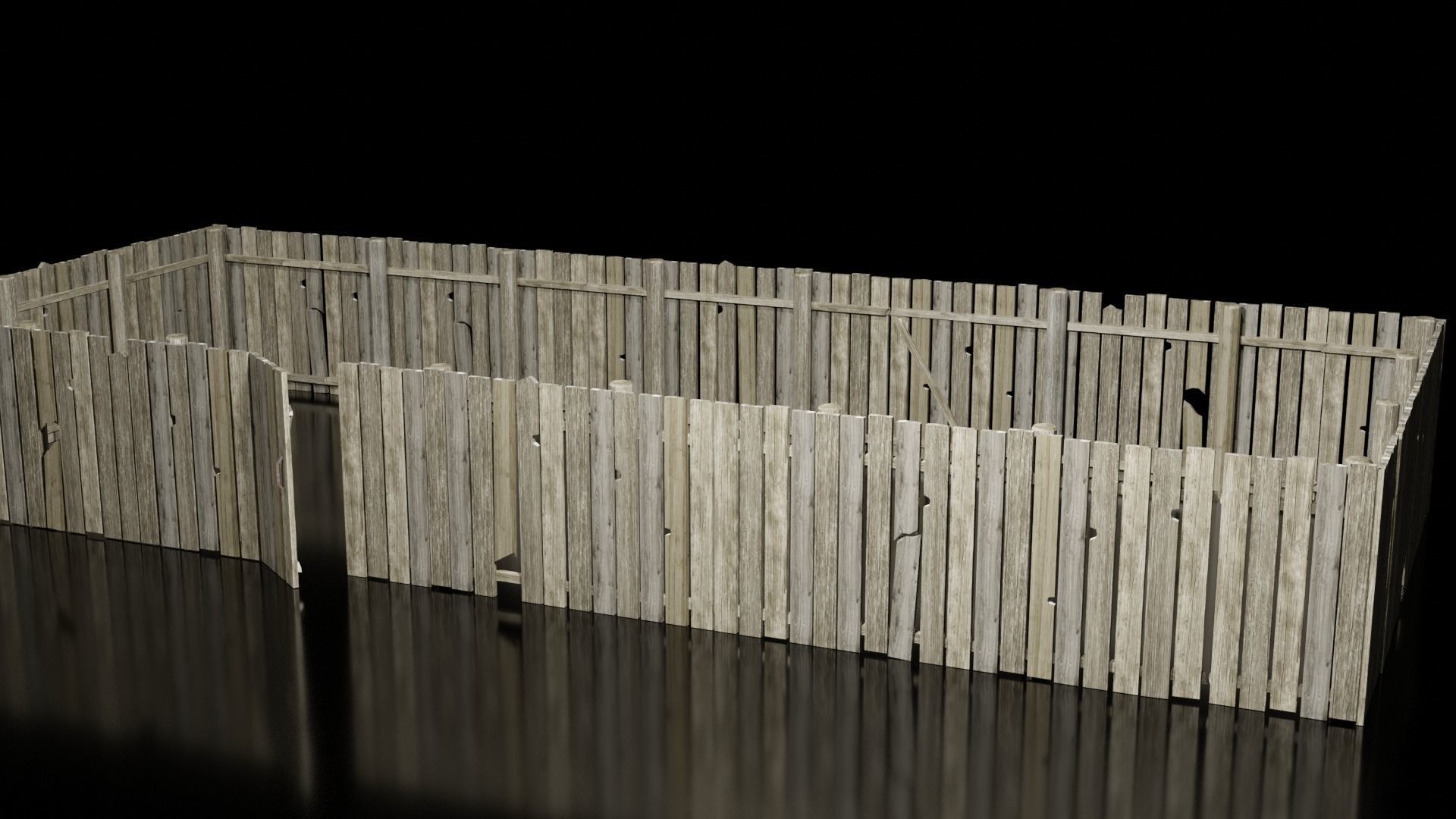 village fences Low-poly 3D model_1