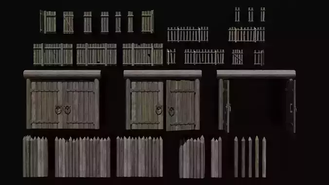 village fences Low-poly 3D model