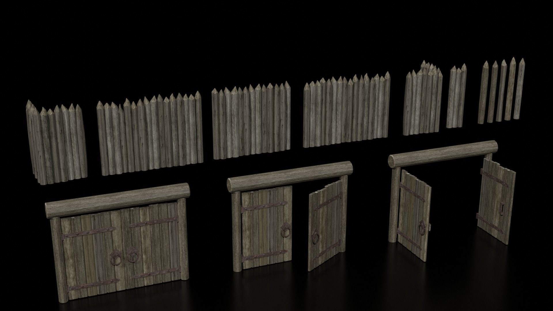 village fences Low-poly 3D model_5