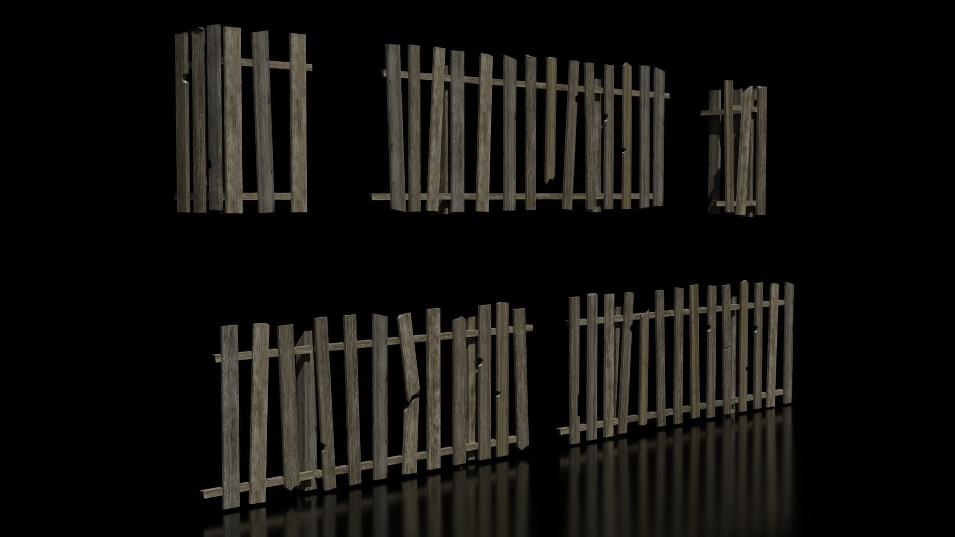 village fences Low-poly 3D model_3
