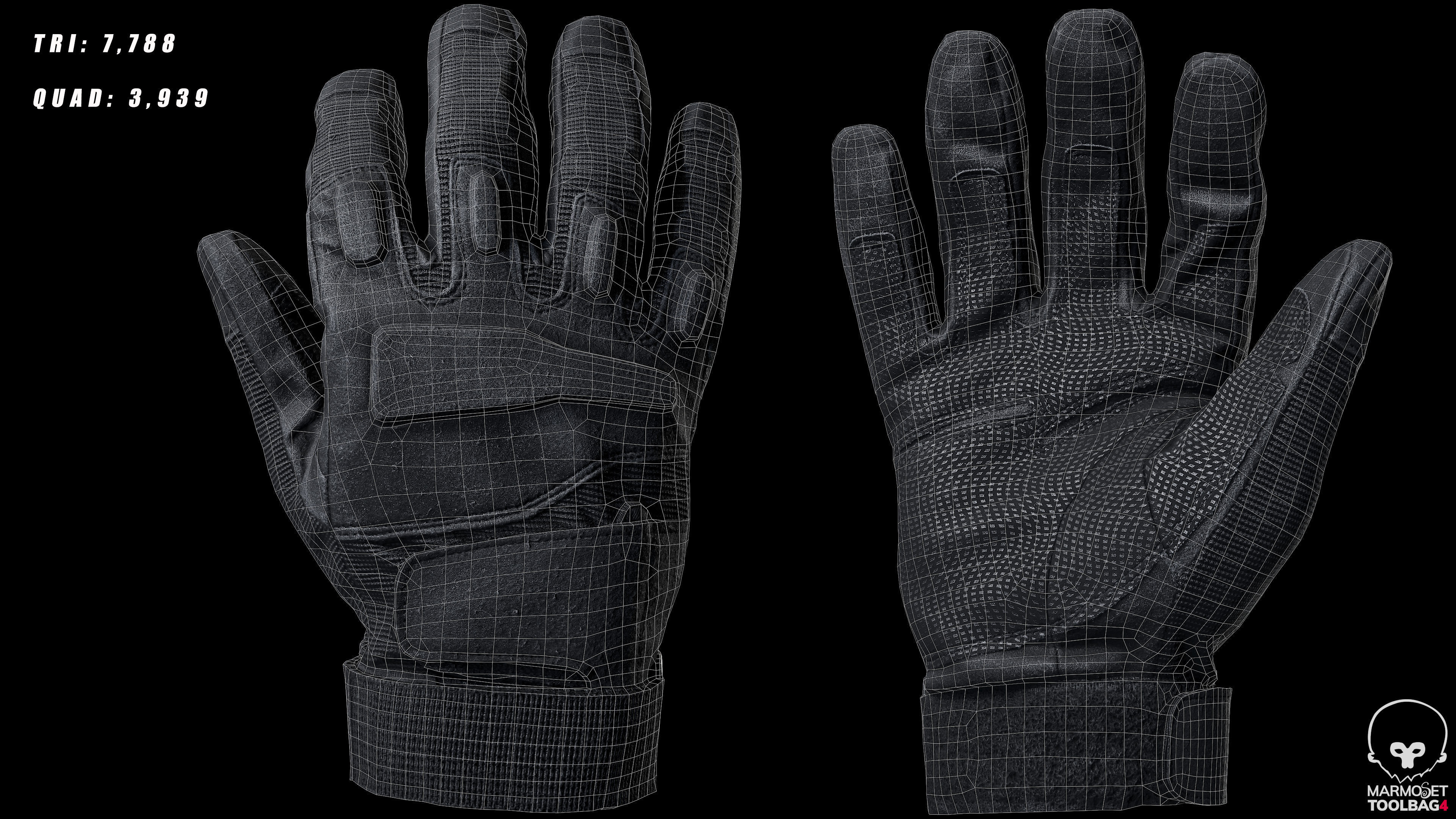 Tactical Gloves 041 Low-poly 3D model_3