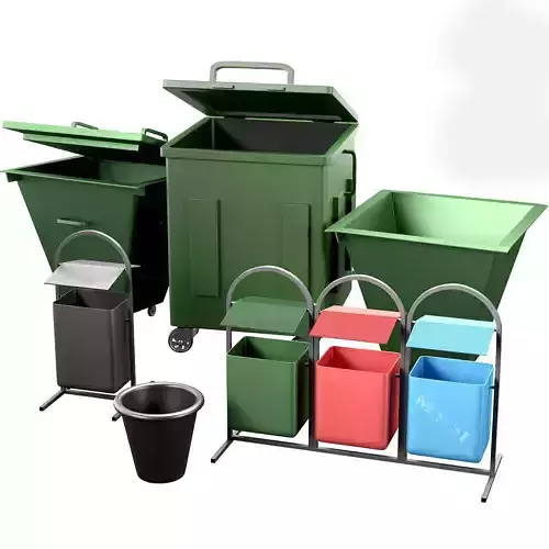 Dumpster set two trash cans on wheels