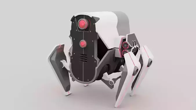 Spider robot rigged - animated character 3D model