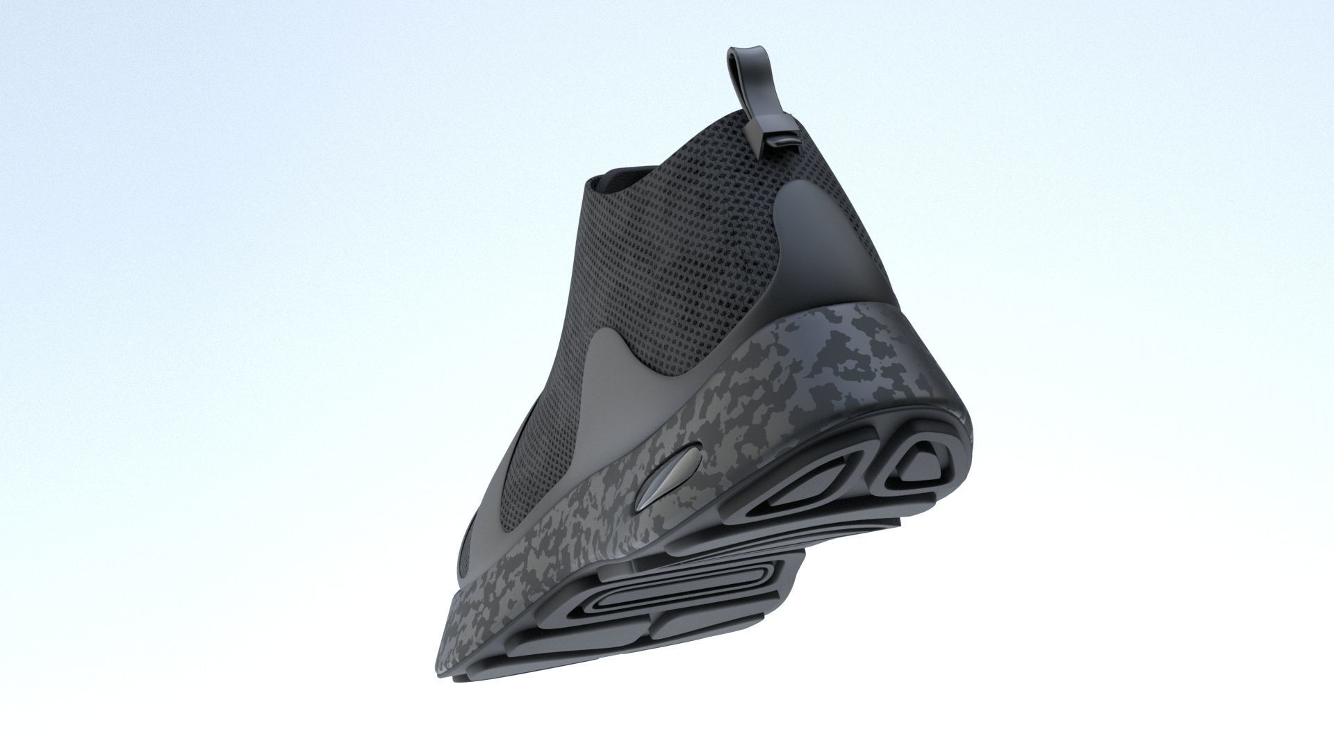 Black Sneaker Low-poly 3D model_8