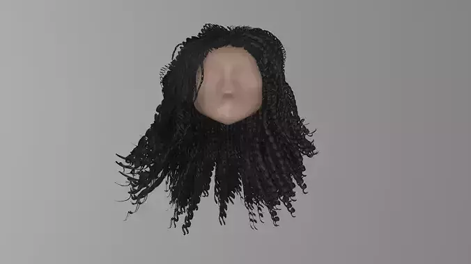 HAIR - Curly black long hair 3D file 3D print model