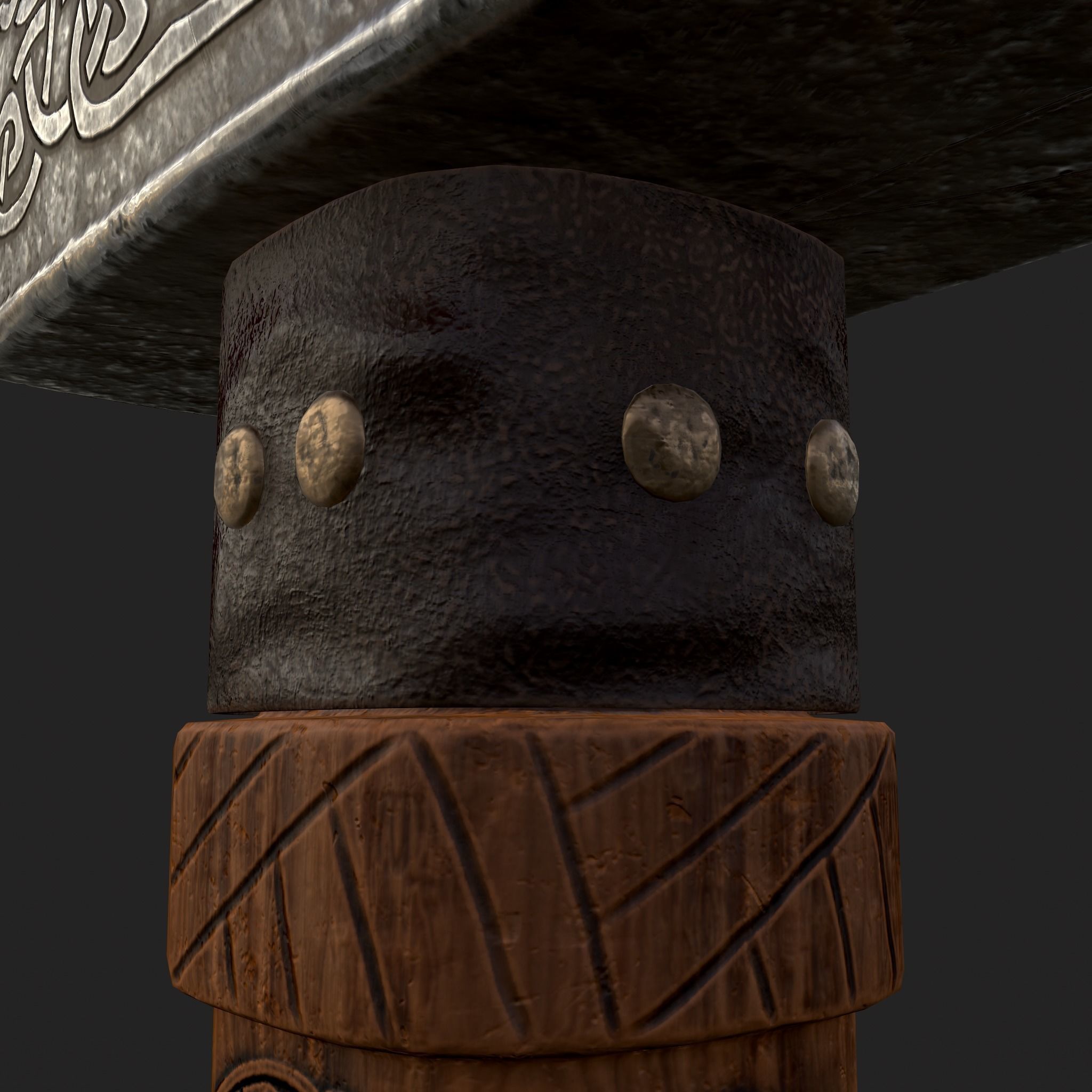 Medieval Viking Ornate Battle Hammer Low-poly 3D model_19